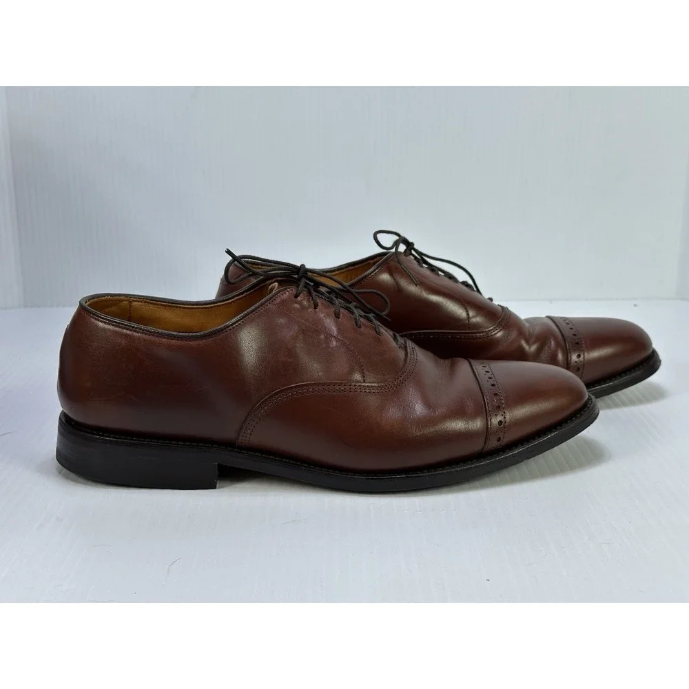 Allen Edmonds Byron Mens Cap Toe Brogue Dress Shoes Brown Chili 2034 8.5 D‎